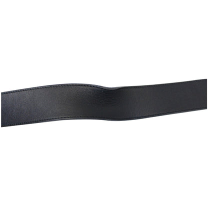 GUCCI Pearl Double G Black Leather Belt Size 44