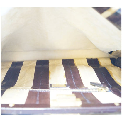 FENDI Peekaboo Striped Eel Skin Leather Shoulder Bag Brown
