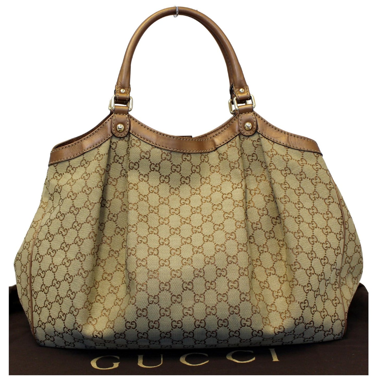 GUCCI Sukey Large GG Canvas Tote Bag Beige 211943