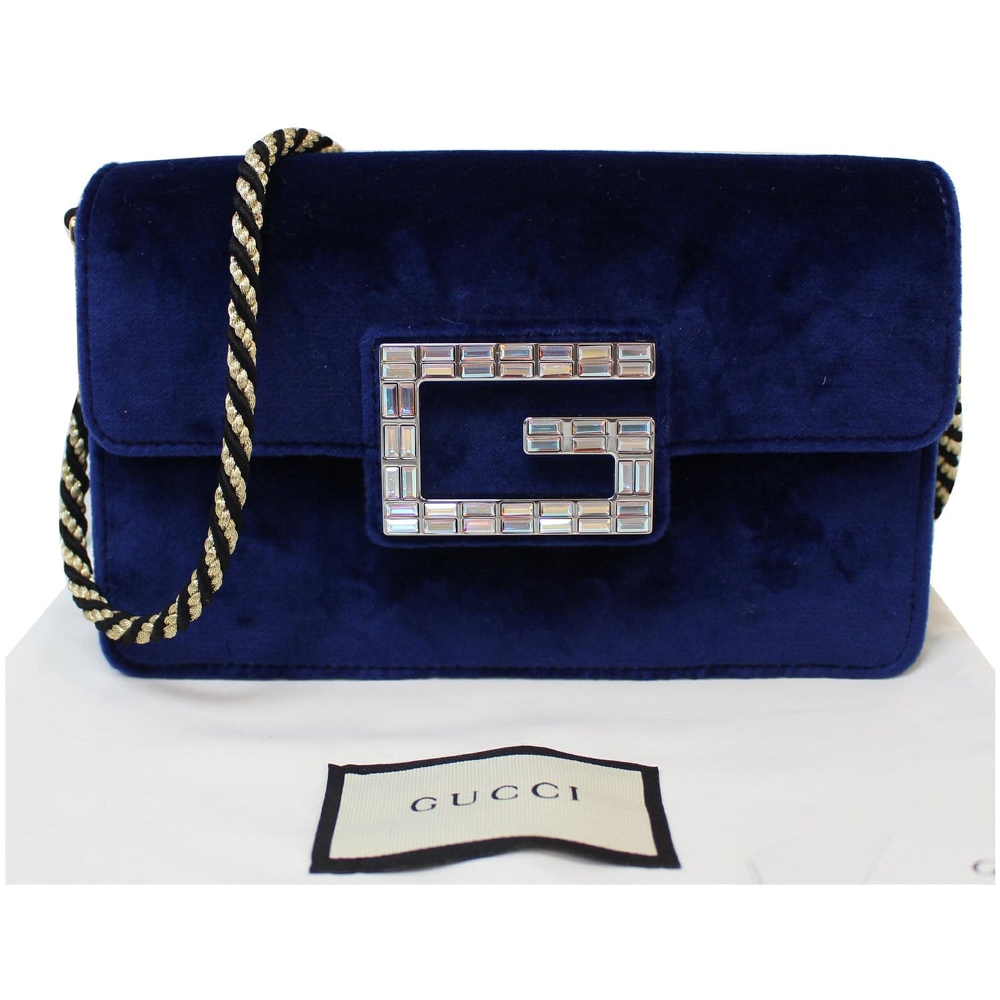 GUCCI Broadway Mini Velvet Crossbody Bag 544242 Blue