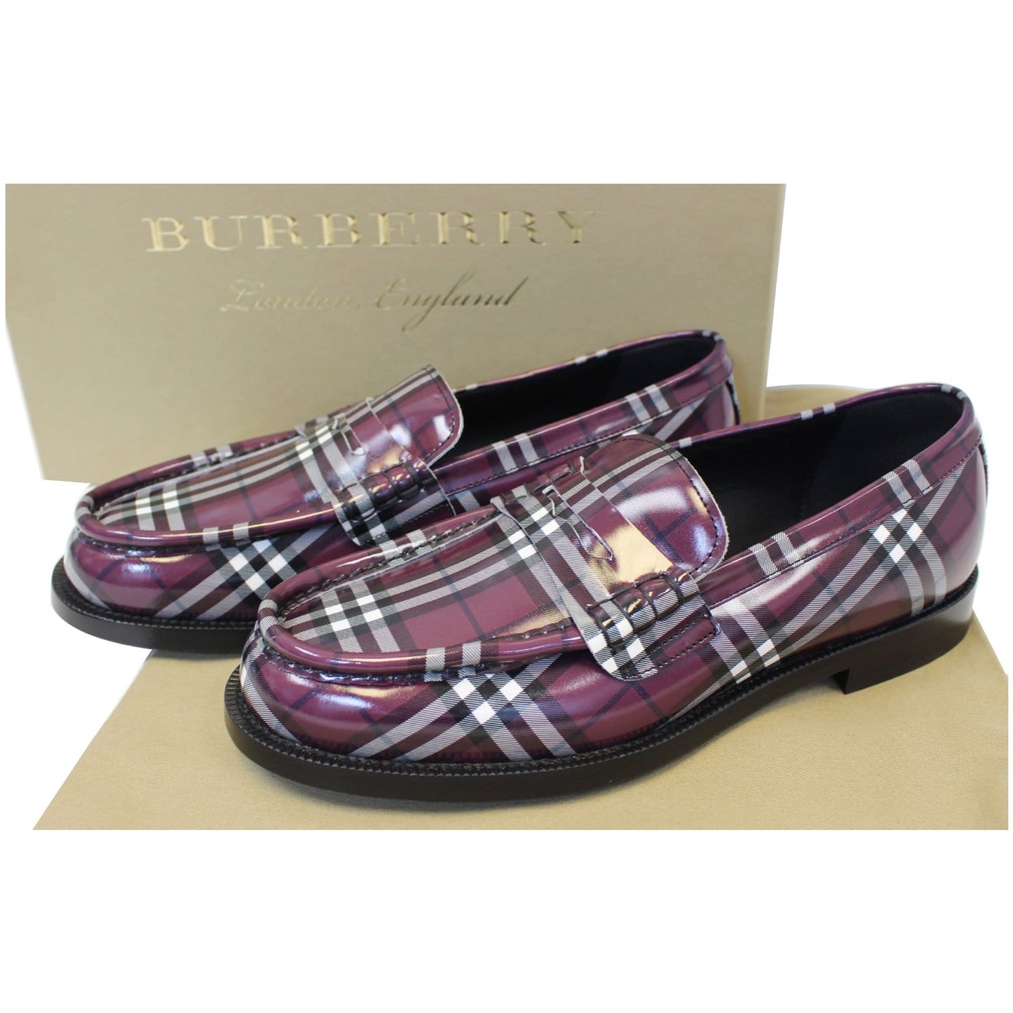 BURBERRY Gosha X Burberry Check Leather Loafers US 9