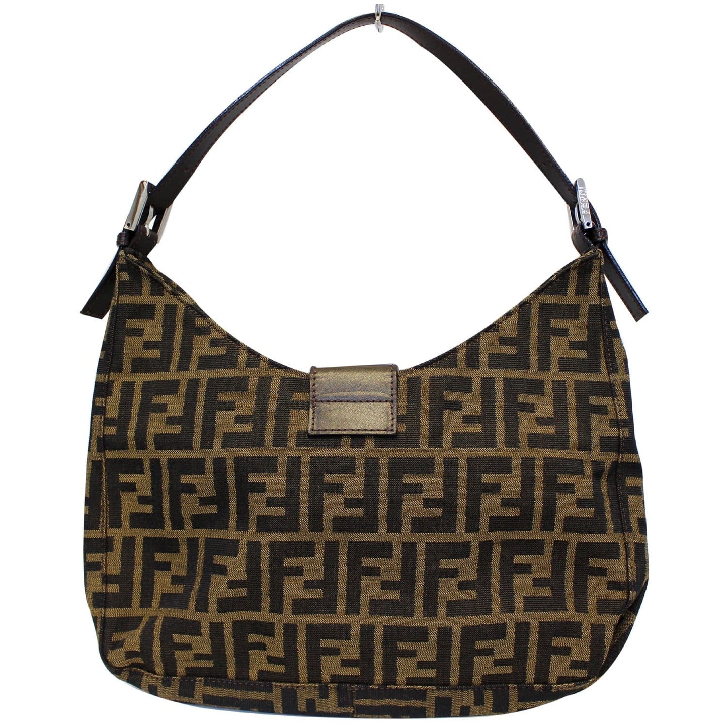 FENDI Zucca Canvas Hobo Shoulder Bag Brown