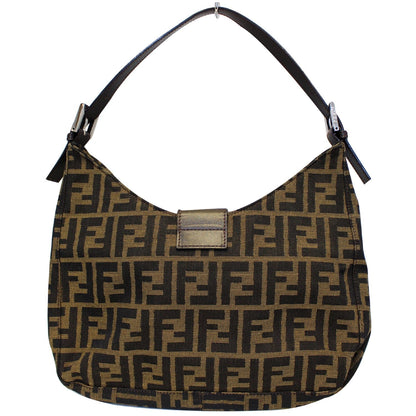 FENDI Zucca Canvas Hobo Shoulder Bag Brown