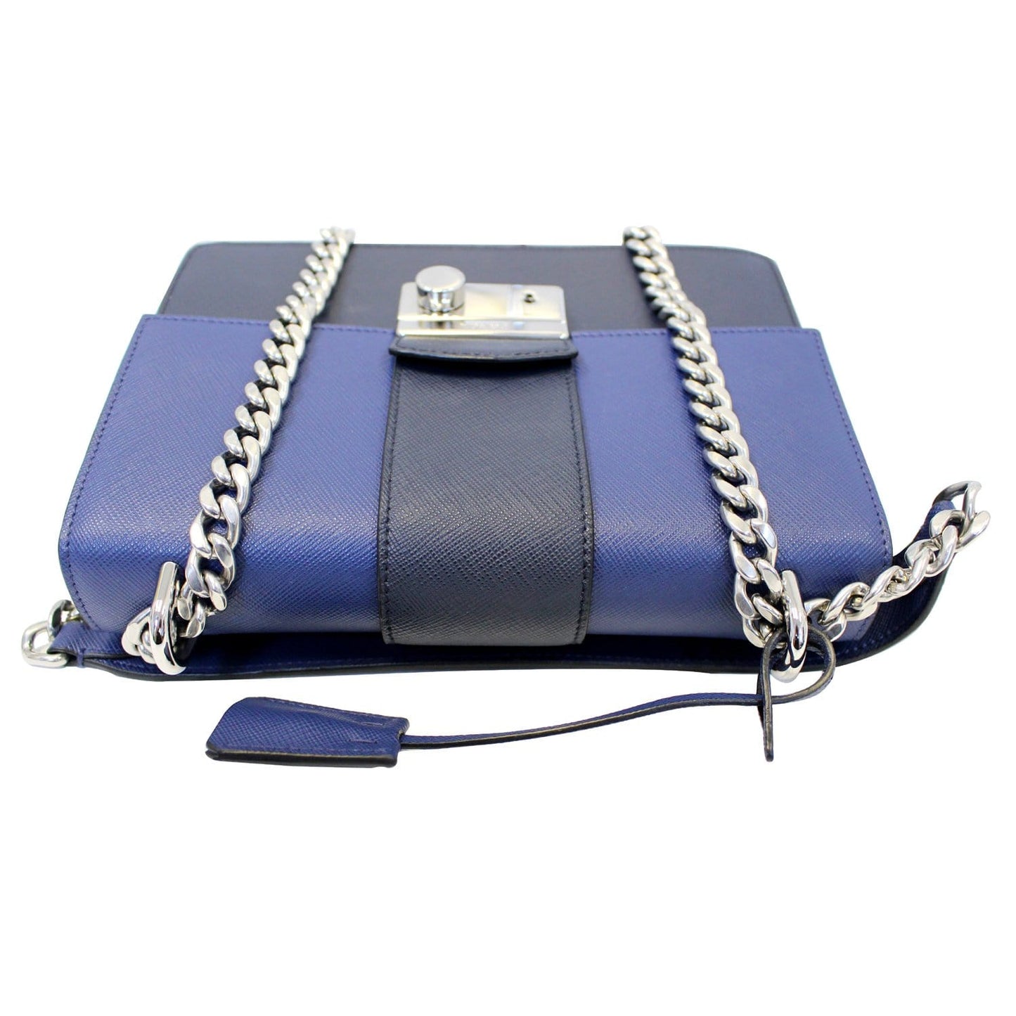 PRADA Saffiano Leather Blue Shoulder Bag - 15% OFF