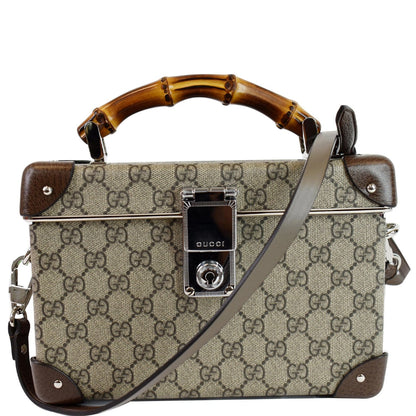 GUCCI Globe-Trotter GG Beauty Case Bamboo Shoulder Bag Beige 588351