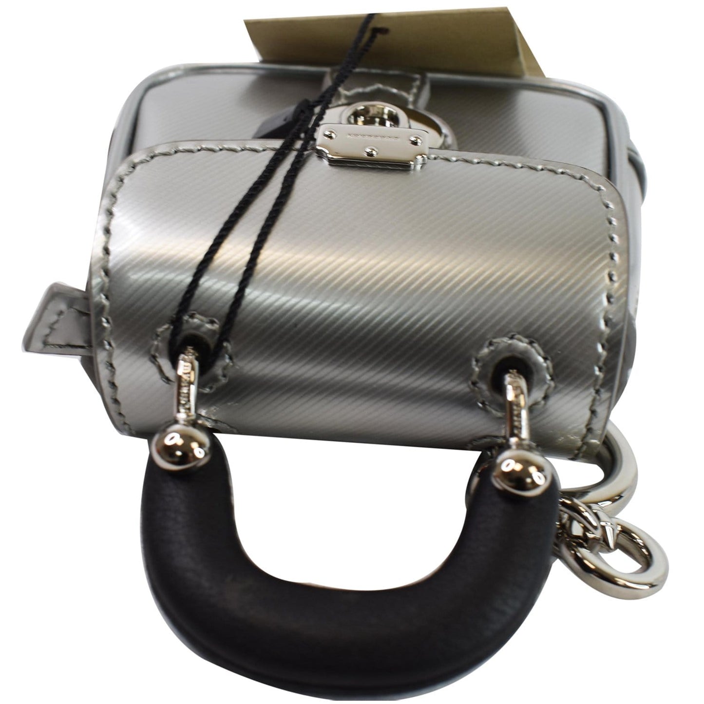 BURBERRY Trench Patent Leather Charm Coin Purse Bag Black/Silver