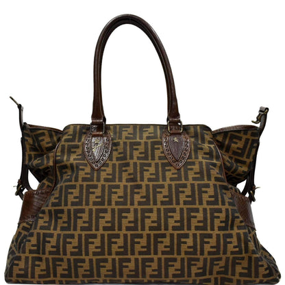 FENDI De Jour Large Zucca Tobacco Canvas Large Tote Bag Brown 8BN158