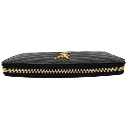 YVES SAINT LAURENT Matelasse Zip Around Wallet Black