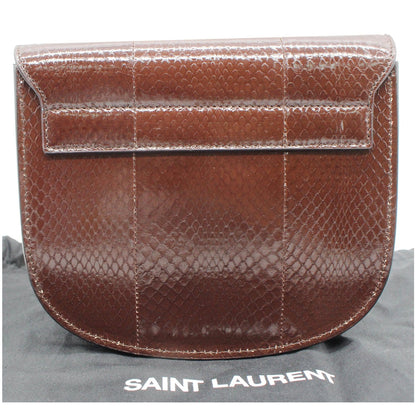 YVES SAINT LAURENT Kaia Small Snakeskin Embossed Leather Crossbody Bag Brown - Final Sale
