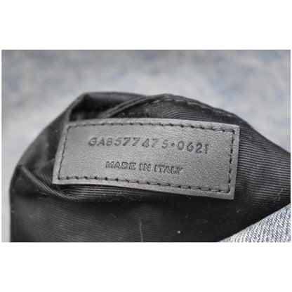 YVES SAINT LAURENT Vintage Puffer Medium Denim Canvas Shoulder Bag Blue