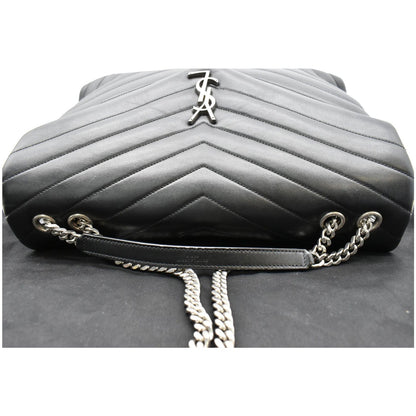 YVES SAINT LAURENT Large Loulou Matelasse Leather Chain Shoulder Bag Black