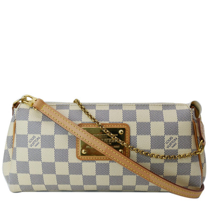 LOUIS VUITTON Pochette Eva Damier Azur Clutch Bag White