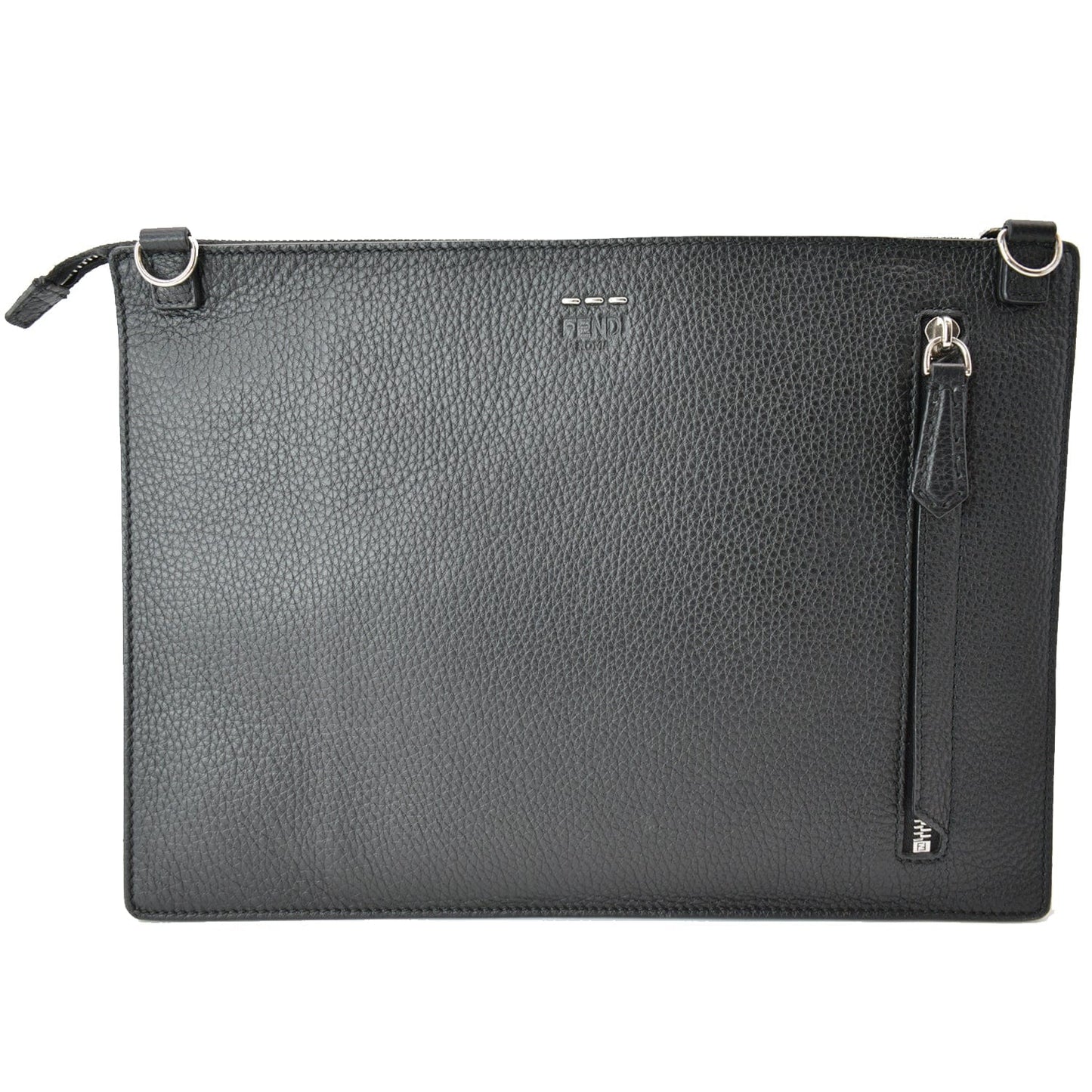 FENDI Leather Crossbody Messenger Bag Black