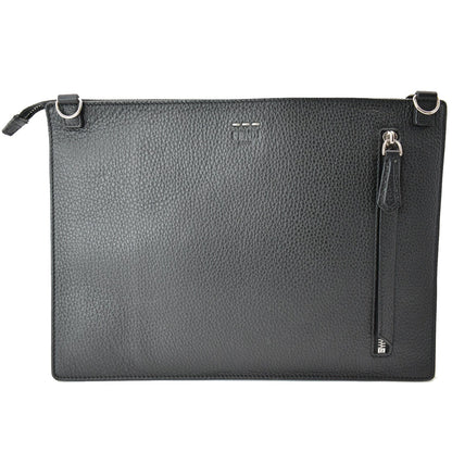 FENDI Leather Crossbody Messenger Bag Black