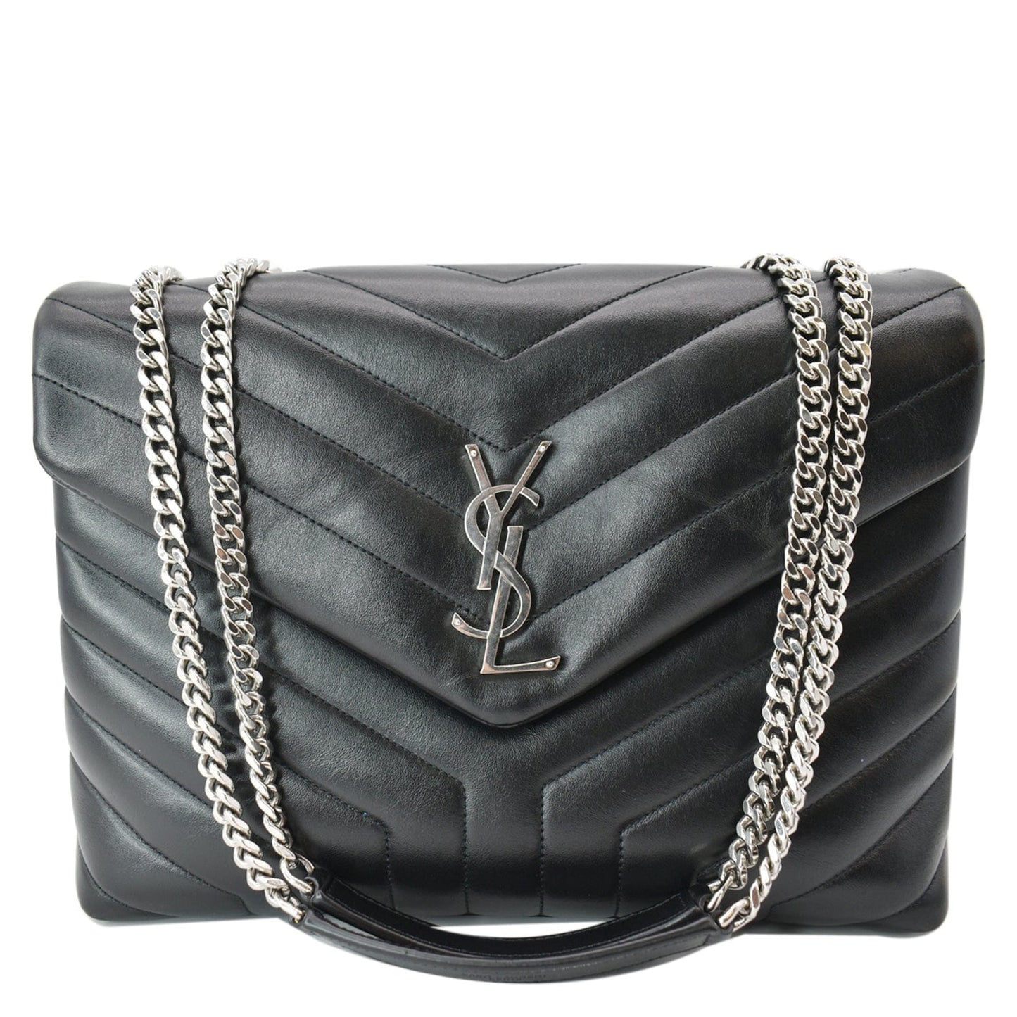 YVES SAINT LAURENT Medium Loulou Matelasse Leather Chain Shoulder Bag Black