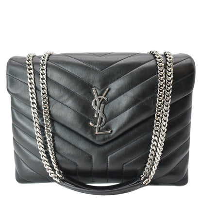 YVES SAINT LAURENT Medium Loulou Matelasse Leather Chain Shoulder Bag Black