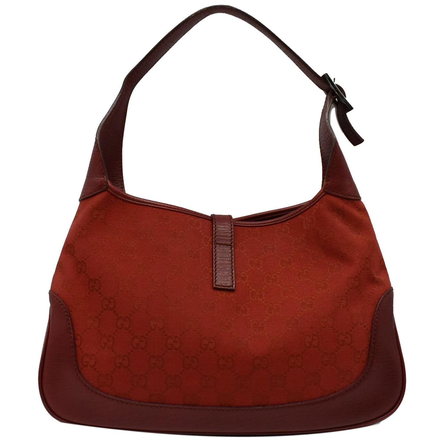 GUCCI Jackie Vintage GG Canvas Leather Hobo Bag Red 00963