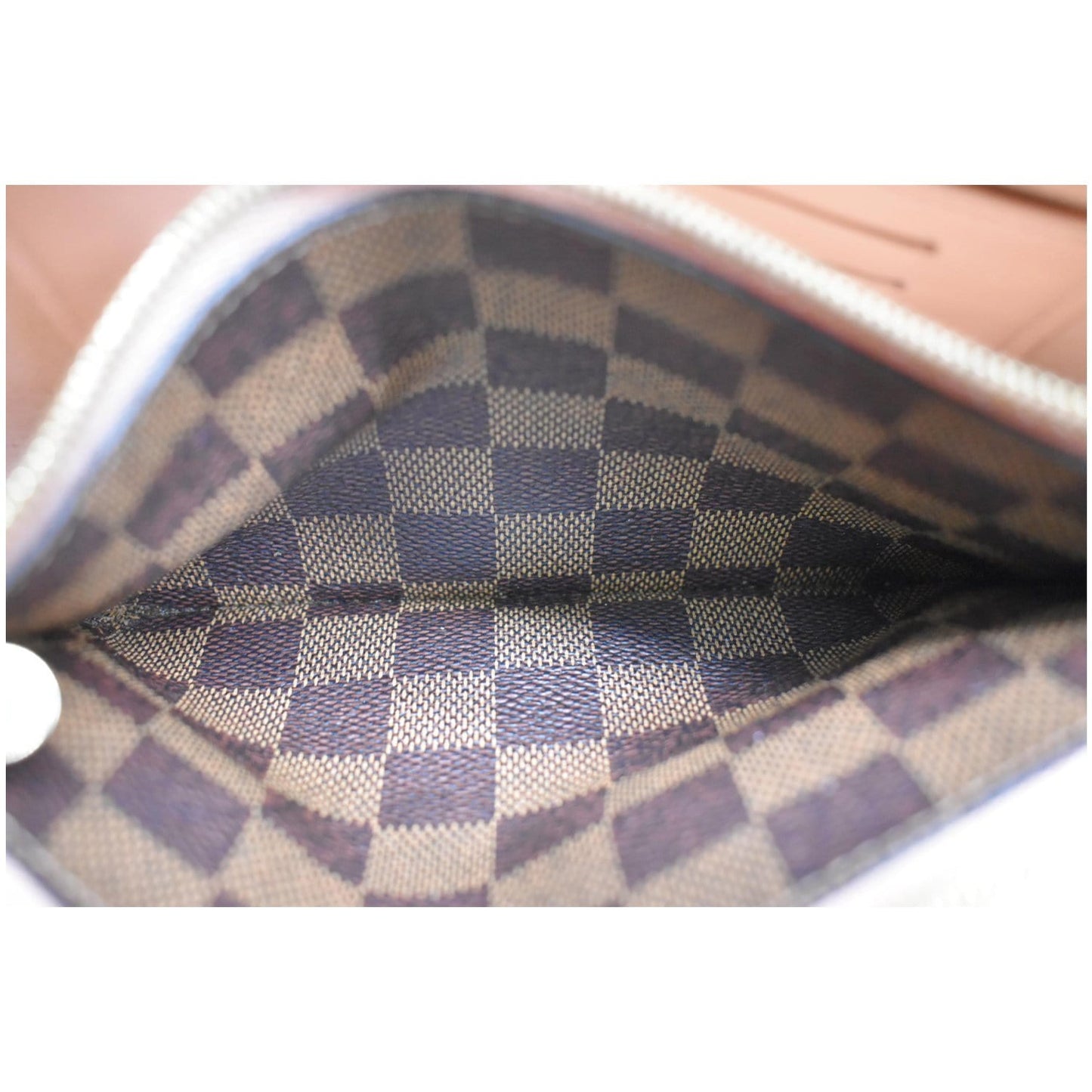 LOUIS VUITTON Double Zip Pochette Damier Ebene Crossbody Bag Brown