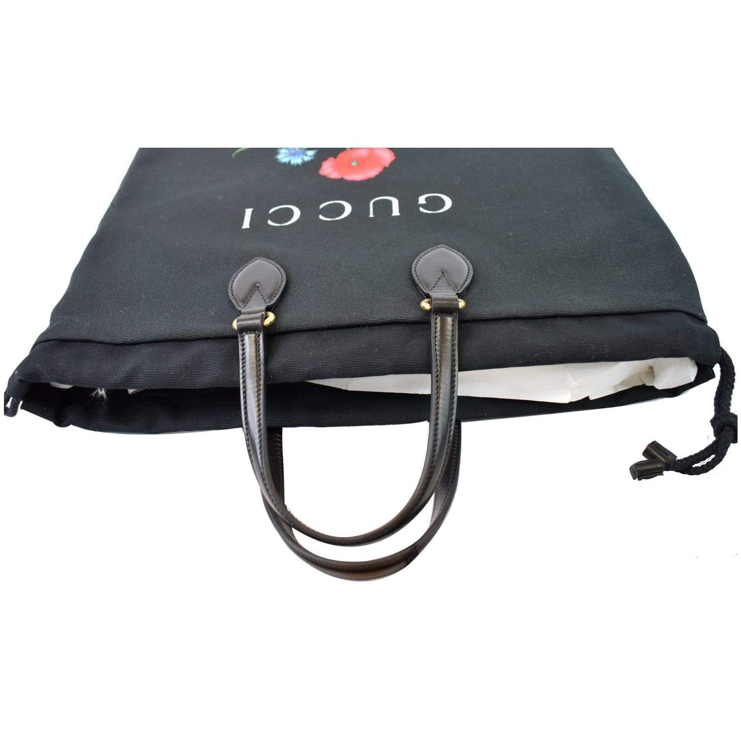 GUCCI Marmont Chateau Canvas Drawstring Tote Bag Black 552403 - Last Call