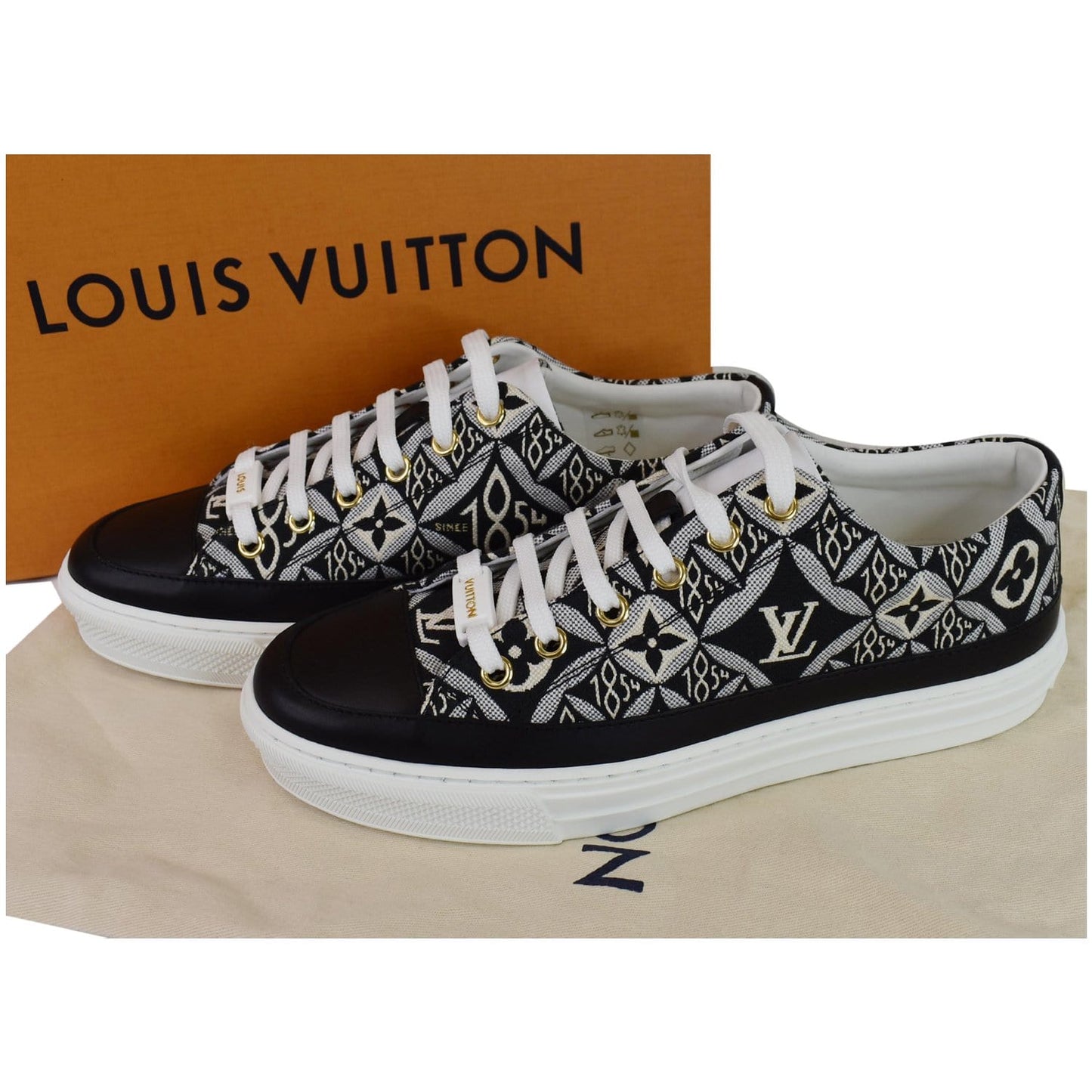 LOUIS VUITTON Since 1854 Stellar Jacquard Leather Sneaker Grey Size 7.5