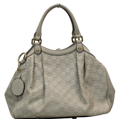 GUCCI Sukey Medium Guccissima Leather Tote Bag White 211944