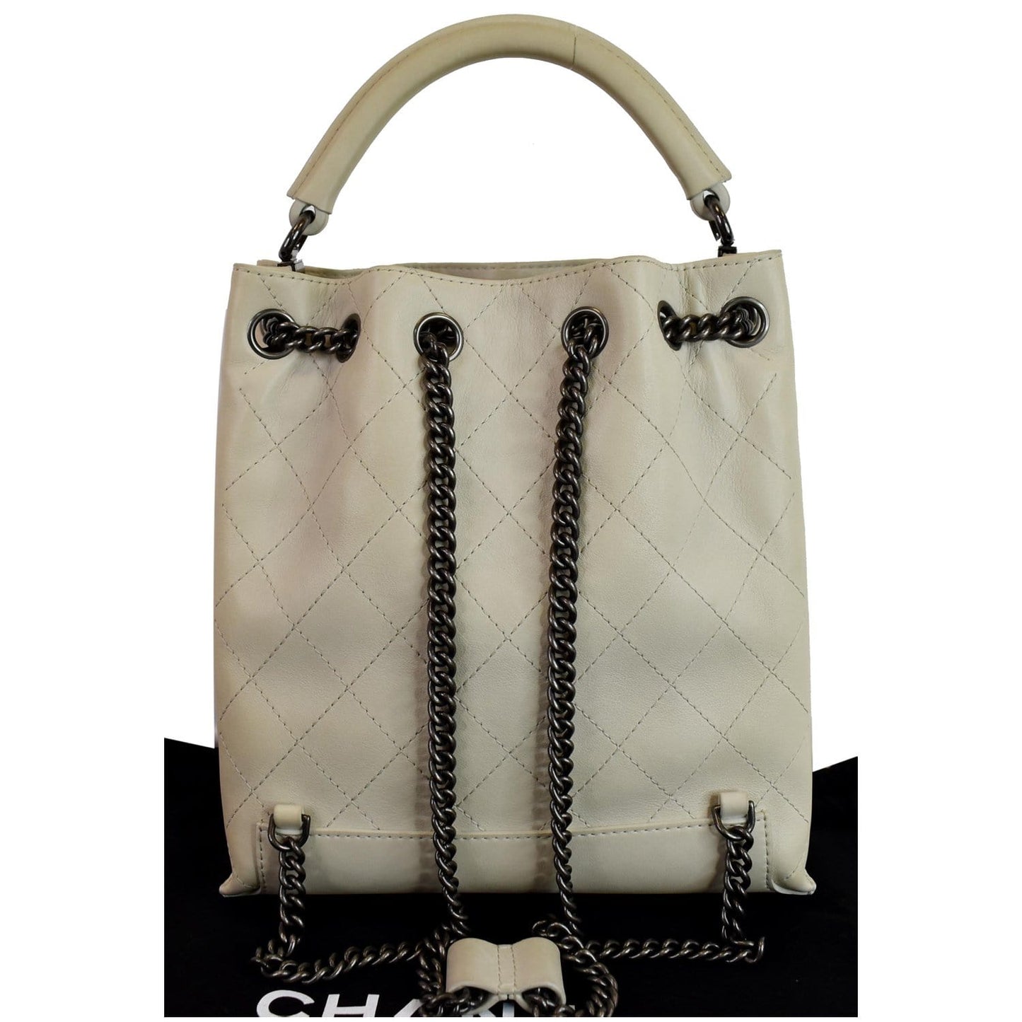 CHANEL Urban Luxury Drawstring Calfskin Stitched Backpack Bag Ivory - 15% OFF