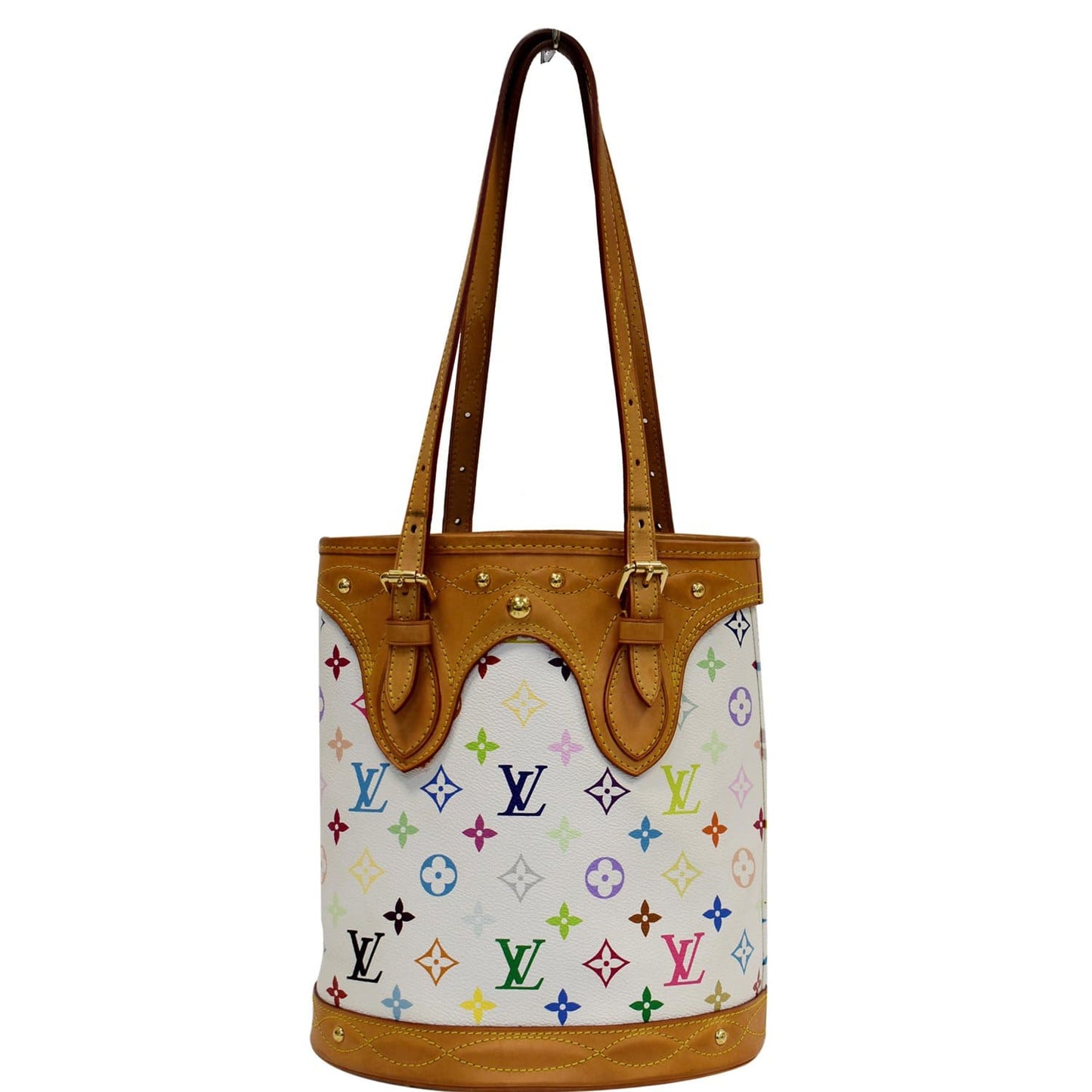 LOUIS VUITTON Fringe Bucket Monogram Multicolor Shoulder Bag White