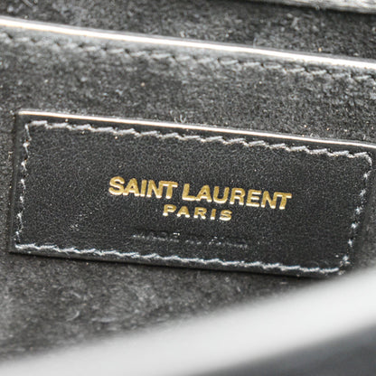 YVES SAINT LAURENT Monogram Sunset Medium Leather Shoulder Bag Black