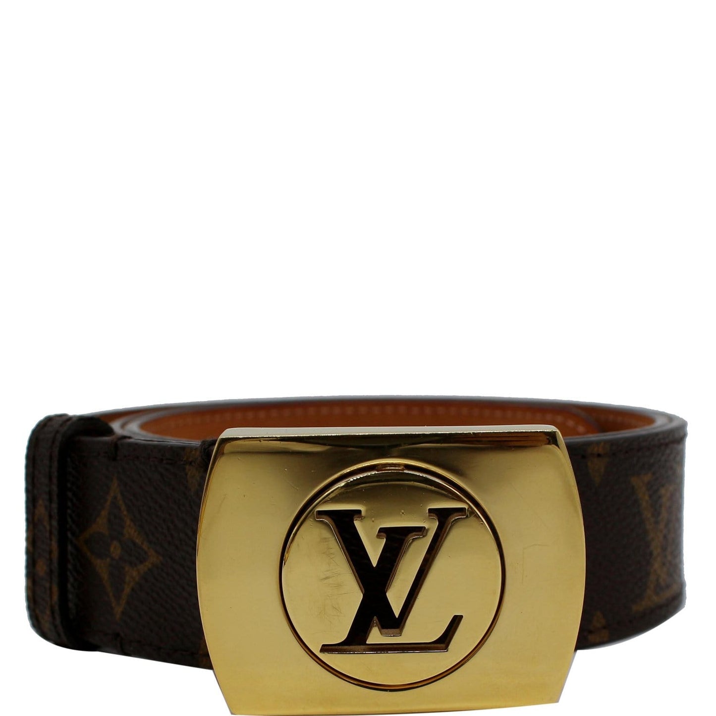 LOUIS VUITTON LV Cut Monogram Canvas Belt Brown Size 80.32