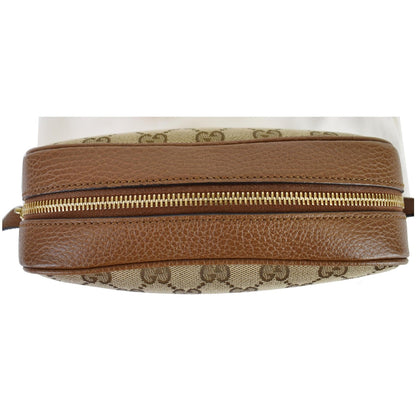 GUCCI Bree GG Canvas Leather Crossbody Bag Beige 449413