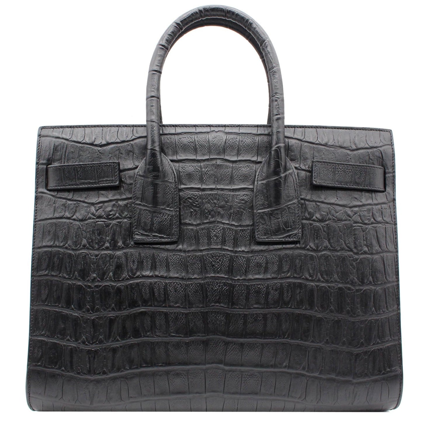 YVES SAINT LAURENT Sac de Jour Small Crocodile-Embossed Satchel Bag Black
