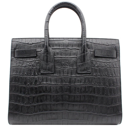 YVES SAINT LAURENT Sac de Jour Small Crocodile-Embossed Satchel Bag Black