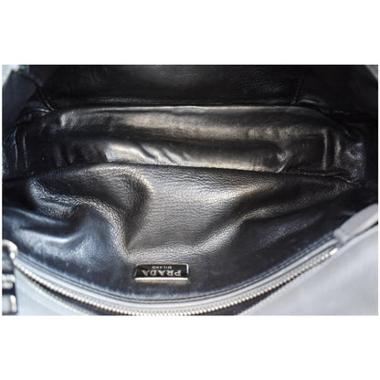 PRADA Saffiano Lux Leather Sound Shoulder Bag Light Grey