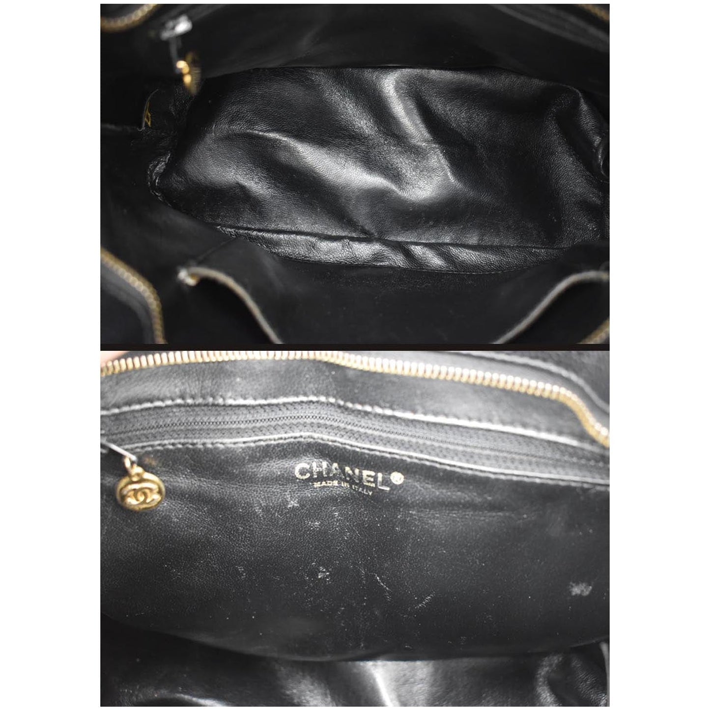 CHANEL Medallion Quilted Caviar Leather Tote Bag Black