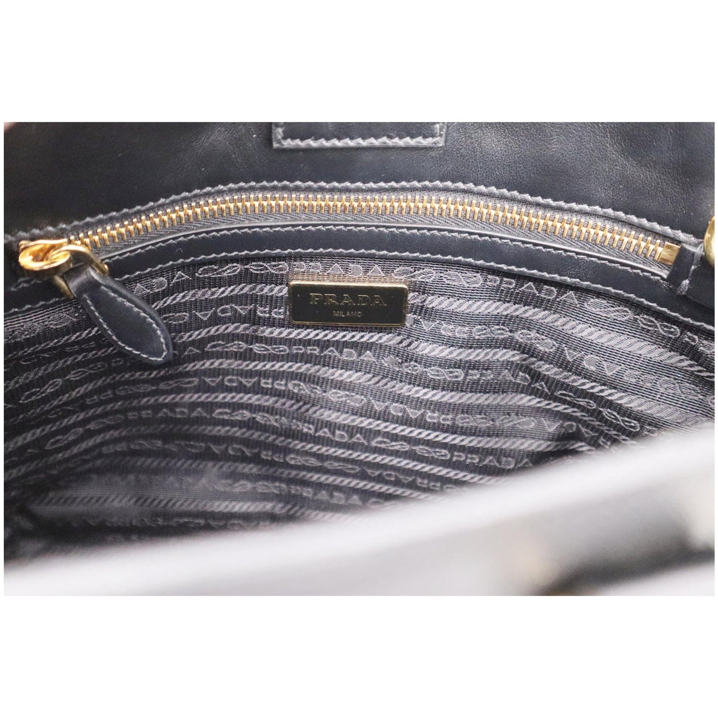 PRADA Top Handle Saffiano Leather Tote Crossbody Bag Black