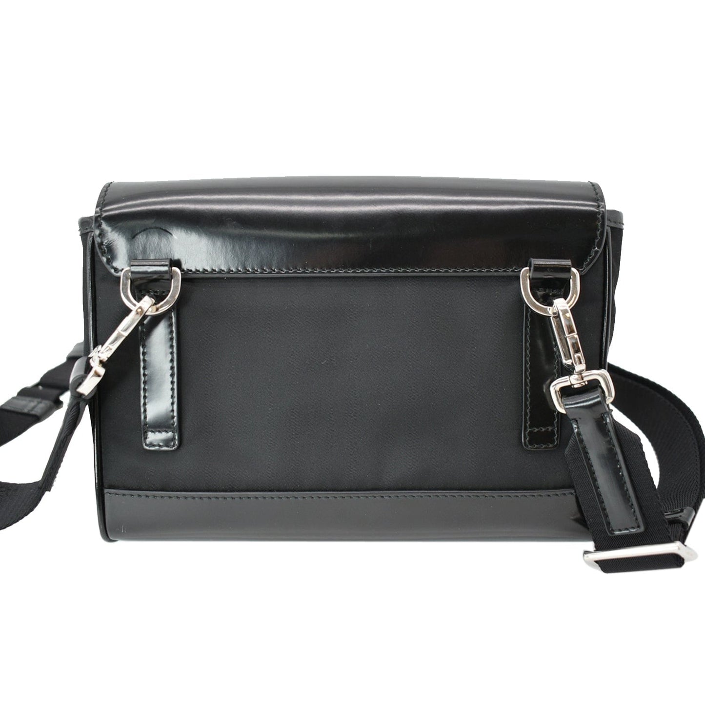 PRADA Re-Nylon Leather Shoulder Bag Black