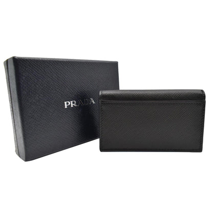 PRADA Saffiano Leather Active Card Holder Wallet Black- 15% OFF