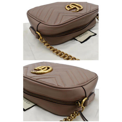 GUCCI GG Marmont Small Matelasse Leather Crossbody Bag Taupe 447632