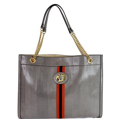 GUCCI Rajah Large Snakeskin Tote Shoulder Bag Dusty Grey 537219 - 25% OFF