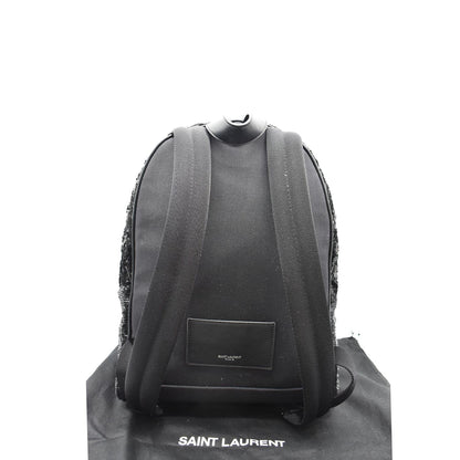 YVES SAINT LAURENT Mini City Sequin Leather Backpack Bag Black