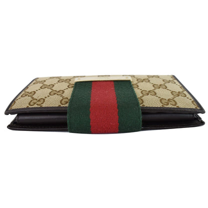 GUCCI Monogram Ladies Web GG Canvas Continental Wallet Beige 181668