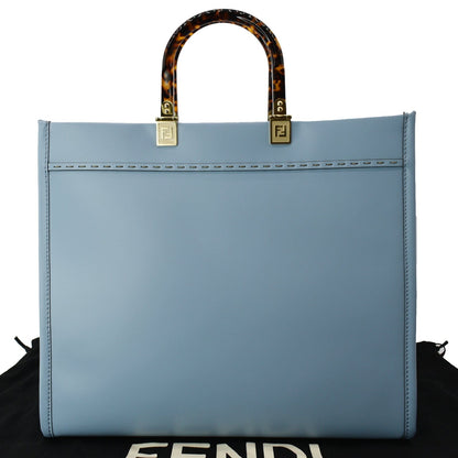 FENDI Sunshine Plexiglass Medium Leather Shopper Tote Bag Blue