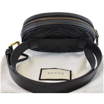 GUCCI GG Marmont Matelasse Leather Belt Bag Black 476434