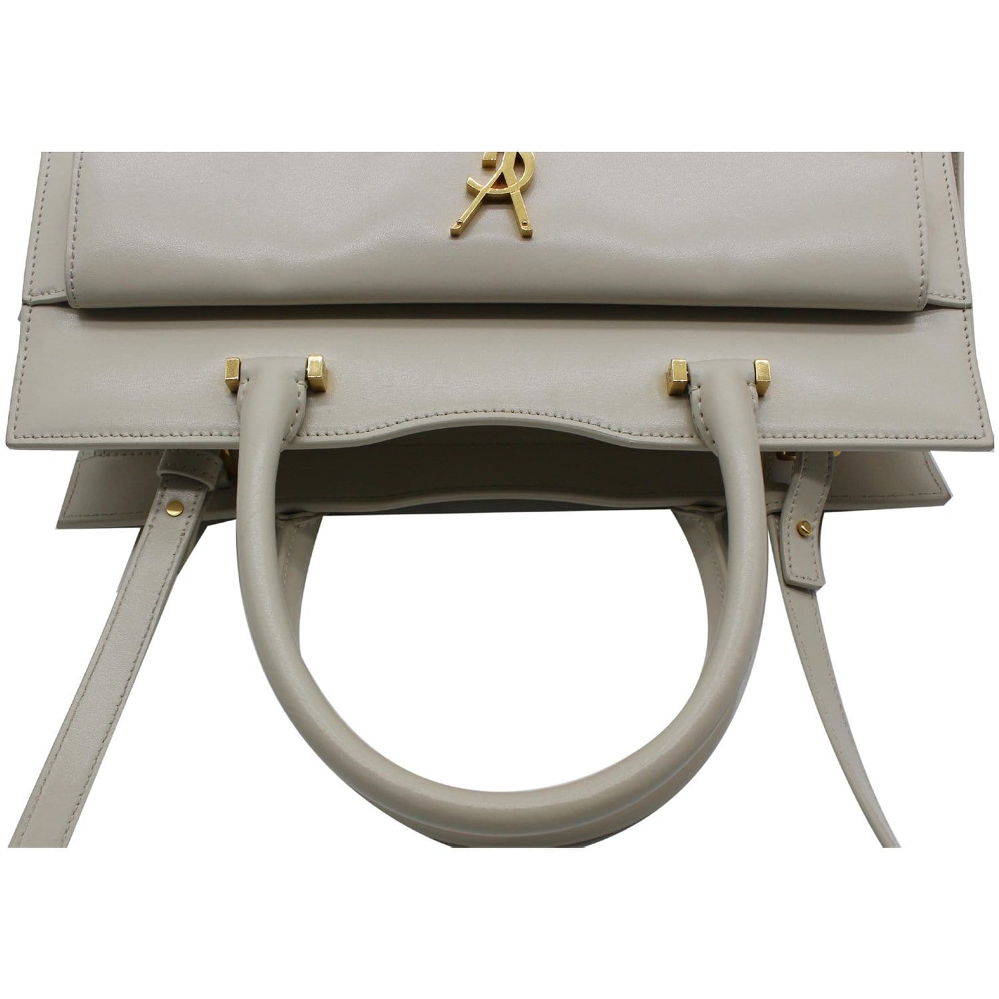 YVES SAINT LAURENT Uptown Medium Leather Tote Bag White