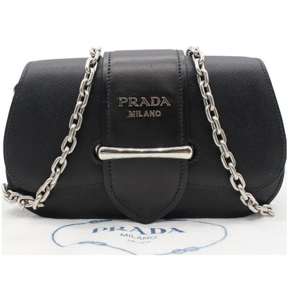 PRADA City Sidonie Small Leather Crossbody Bag Black