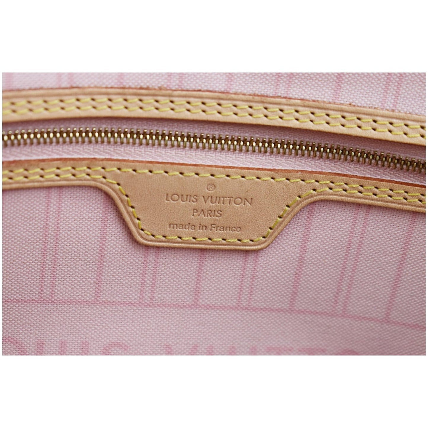 LOUIS VUITTON Neverfull MM Damier Azur Tote Bag Rose Ballerine