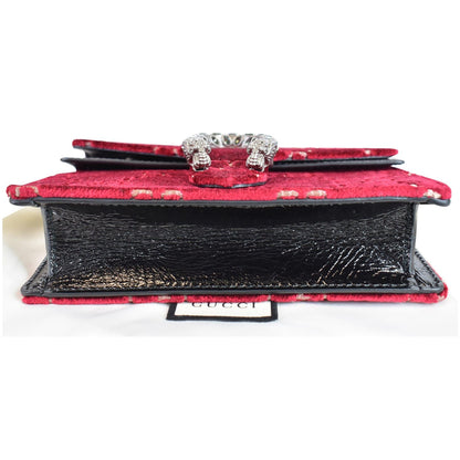 GUCCI Dionysus Super Mini GG Velvet Shoulder Bag Red 476432