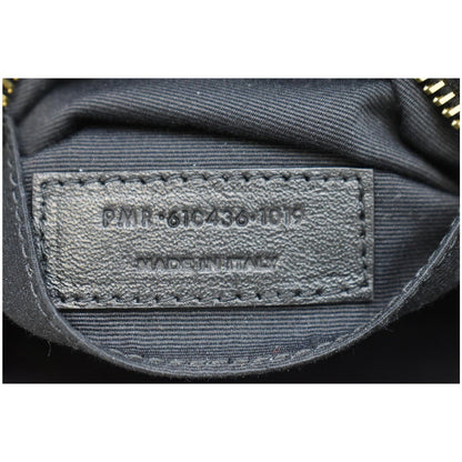 YVES SAINT LAURENT Vinyle Round Chevron Leather Camera Crossbody Bag Black