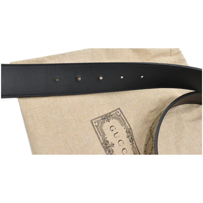 GUCCI Reversible GG Supreme Leather Belt Beige/Black 473030 Size 90.36