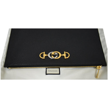 GUCCI Zumi Grainy Leather Pouch Black 570728 - 25% OFF